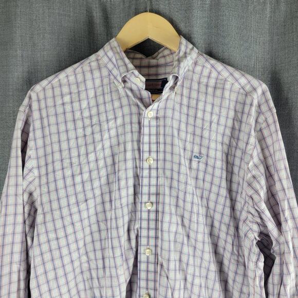 Vineyard Vines Whale Shirt Long Sleeve Button Up Check Pattern Size M - Picture 2 of 5